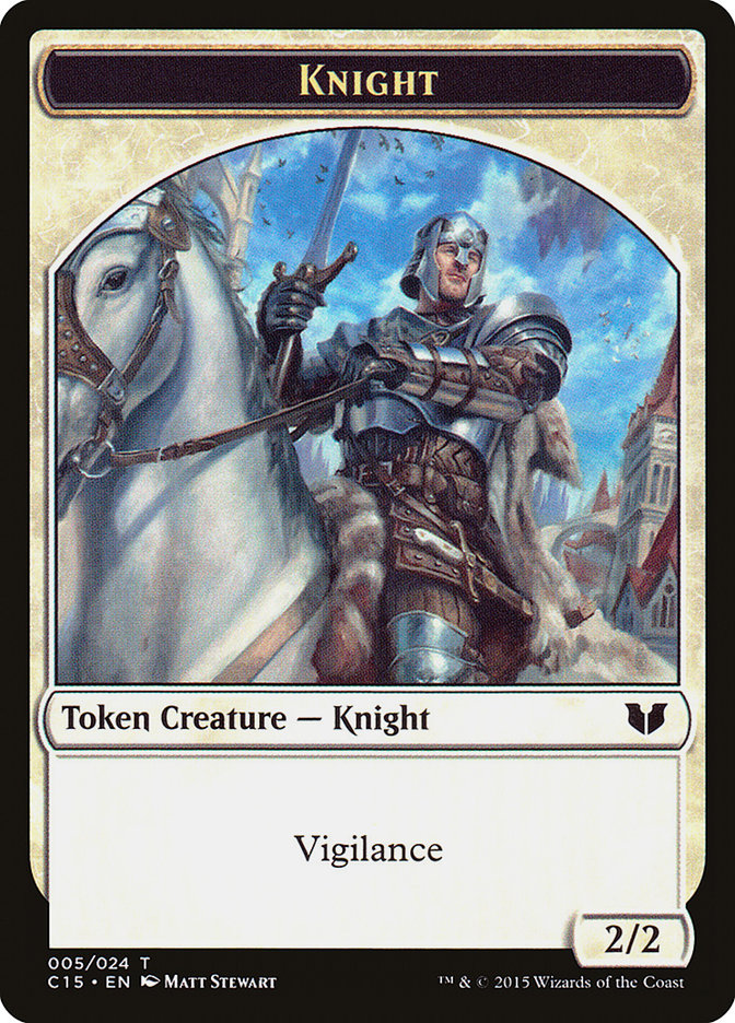 Gold // Knight (005) Double-Sided Token [Commander 2015 Tokens] | Red Riot Games CA