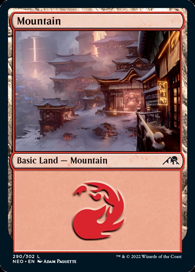 Mountain (290) [Kamigawa: Neon Dynasty] | Red Riot Games CA