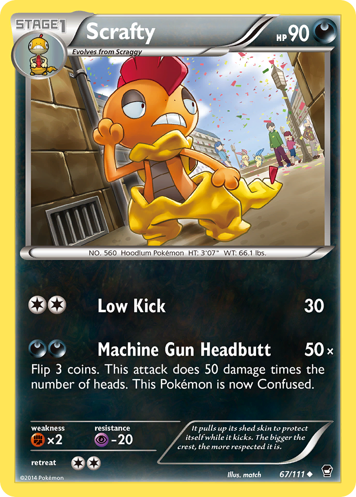 Scrafty (67/111) [XY: Furious Fists] | Red Riot Games CA