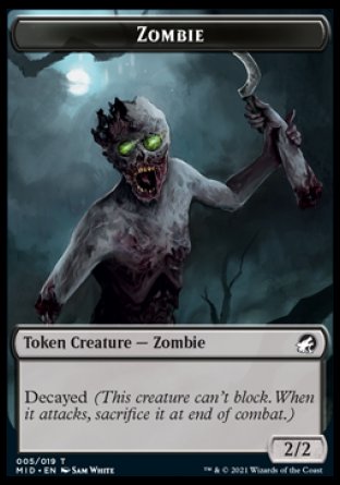 Zombie (005) // Teferi, Who Slows the Sunset Emblem Double-Sided Token [Innistrad: Midnight Hunt Tokens] | Red Riot Games CA