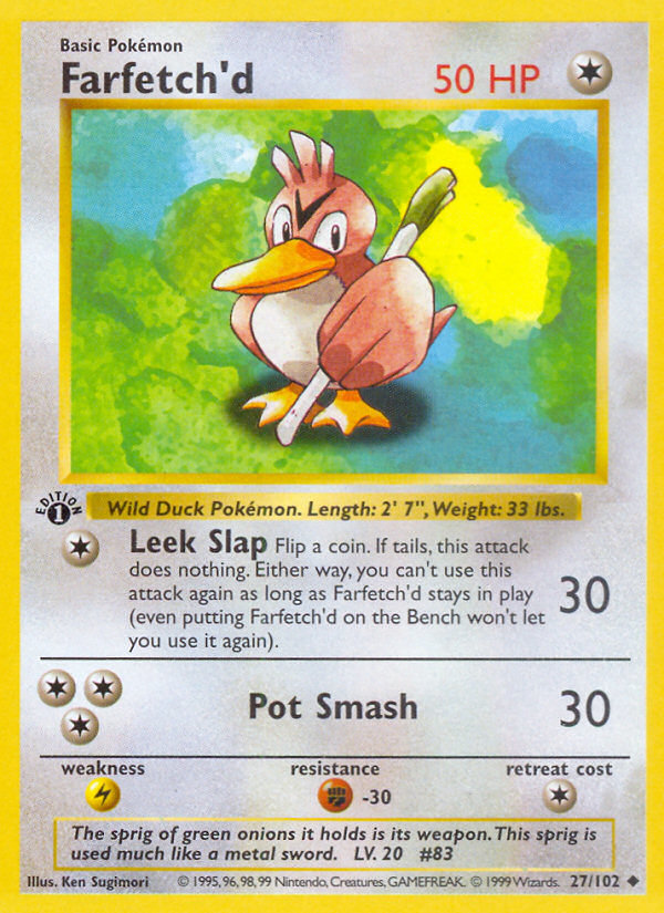 Farfetch'd (27/102) (Shadowless) [Base Set 1st Edition] | Red Riot Games CA