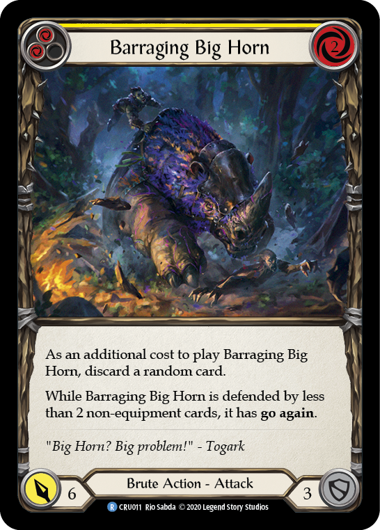 Barraging Big Horn (Yellow) [CRU011] (Crucible of War)  1st Edition Rainbow Foil | Red Riot Games CA