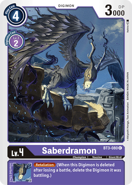 Saberdramon [BT3-080] [Release Special Booster Ver.1.5] | Red Riot Games CA
