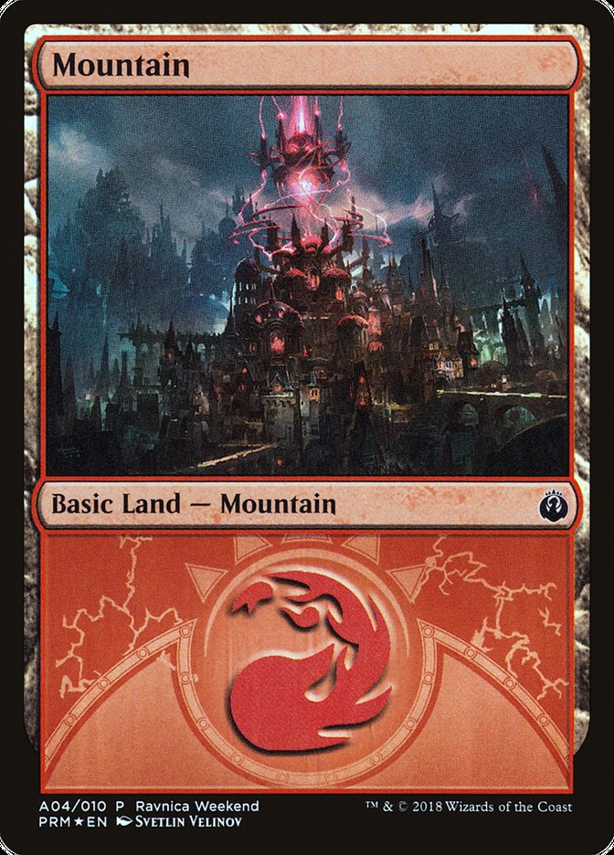 Mountain (A04) [Ravnica Allegiance Ravnica Weekend] | Red Riot Games CA