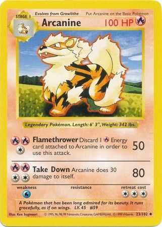 Arcanine (23/102) [Base Set Shadowless Unlimited] | Red Riot Games CA