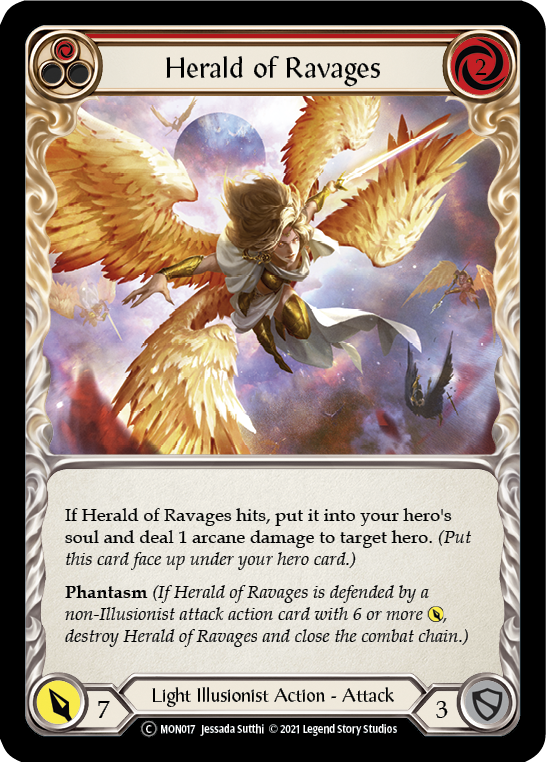Herald of Ravages (Red) [U-MON017-RF] (Monarch Unlimited)  Unlimited Rainbow Foil | Red Riot Games CA