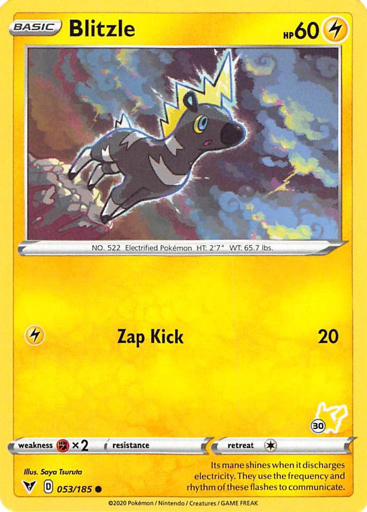 Blitzle (053/185) (Pikachu Stamp #30) [Battle Academy 2022] | Red Riot Games CA