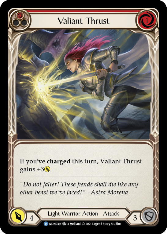 Valiant Thrust (Red) [MON039-RF] (Monarch)  1st Edition Rainbow Foil | Red Riot Games CA