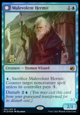 Malevolent Hermit // Benevolent Geist [Innistrad: Midnight Hunt Prerelease Promos] | Red Riot Games CA