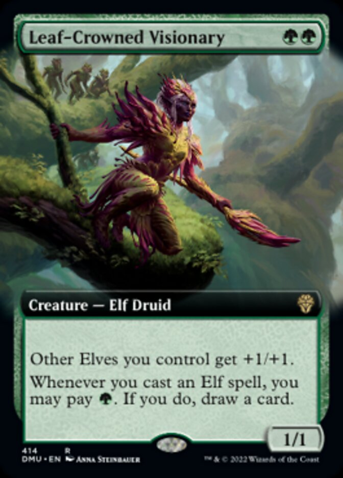 Leaf-Crowned Visionary (Extended Art) [Dominaria United] | Red Riot Games CA