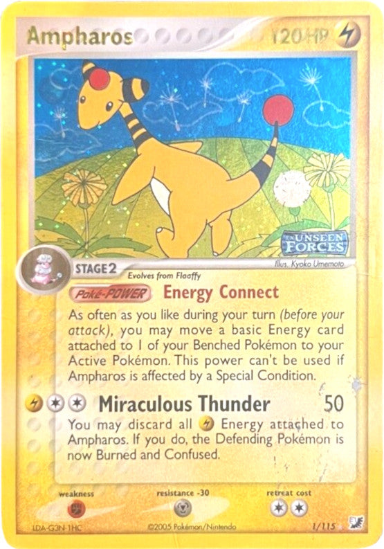 Ampharos (1/115) (Stamped) [EX: Unseen Forces] | Red Riot Games CA