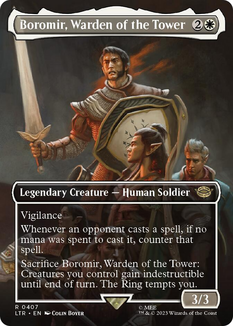 Boromir, Warden of the Tower (Borderless Alternate Art) [The Lord of the Rings: Tales of Middle-Earth] | Red Riot Games CA