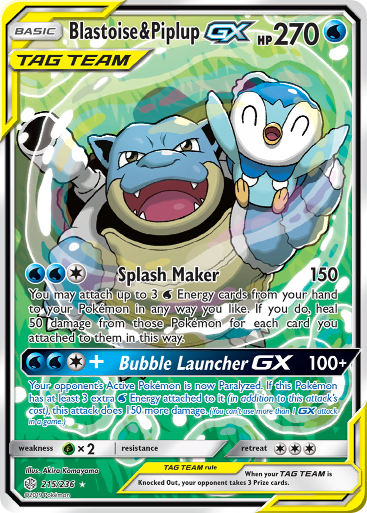 Blastoise & Piplup GX (215/236) [Sun & Moon: Cosmic Eclipse] | Red Riot Games CA