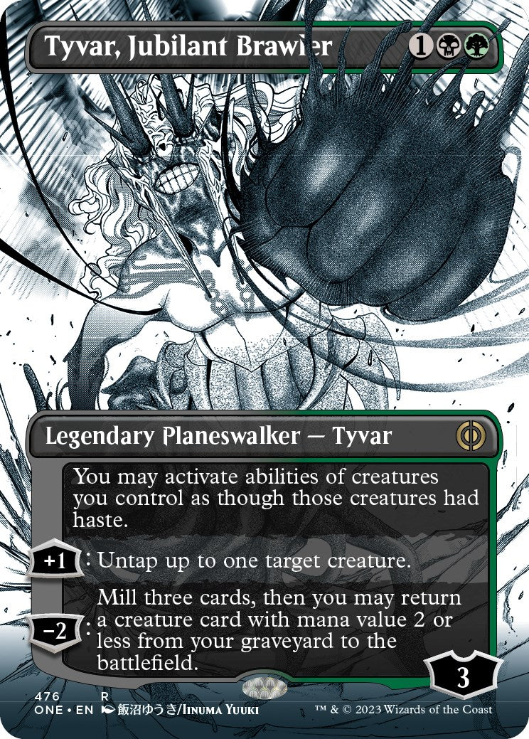 Tyvar, Jubilant Brawler (Borderless Manga Step-and-Compleat Foil) [Phyrexia: All Will Be One] | Red Riot Games CA