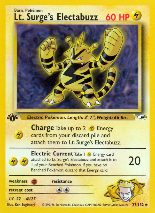 Lt. Surge's Electabuzz (27/132) [Gym Heroes 1st Edition] | Red Riot Games CA