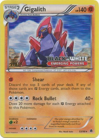 Gigalith (53/98) (Staff Prerelease Promo) [Black & White: Black Star Promos] | Red Riot Games CA