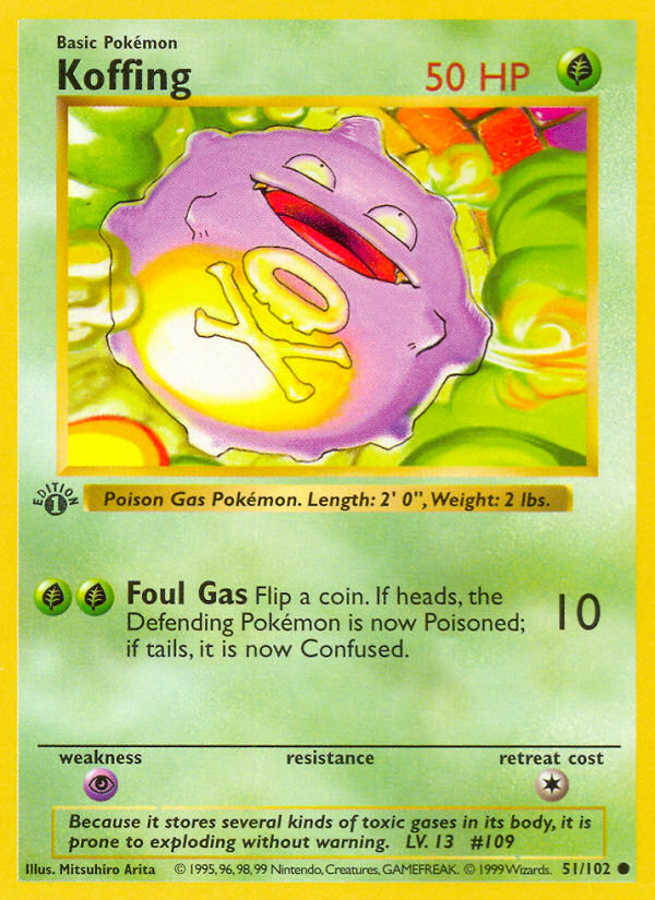 Koffing (51/102) (Shadowless) [Base Set 1st Edition] | Red Riot Games CA