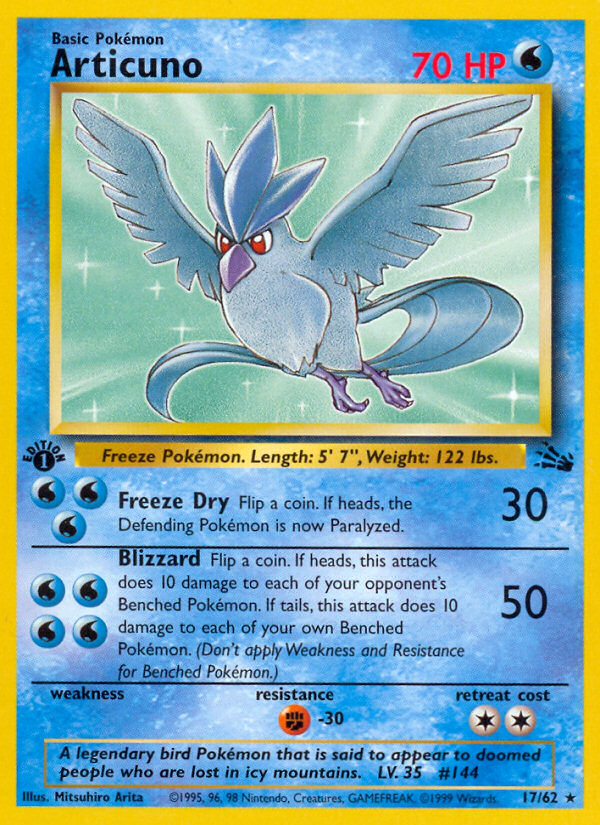 Articuno (17/62) [Fossil 1st Edition] | Red Riot Games CA