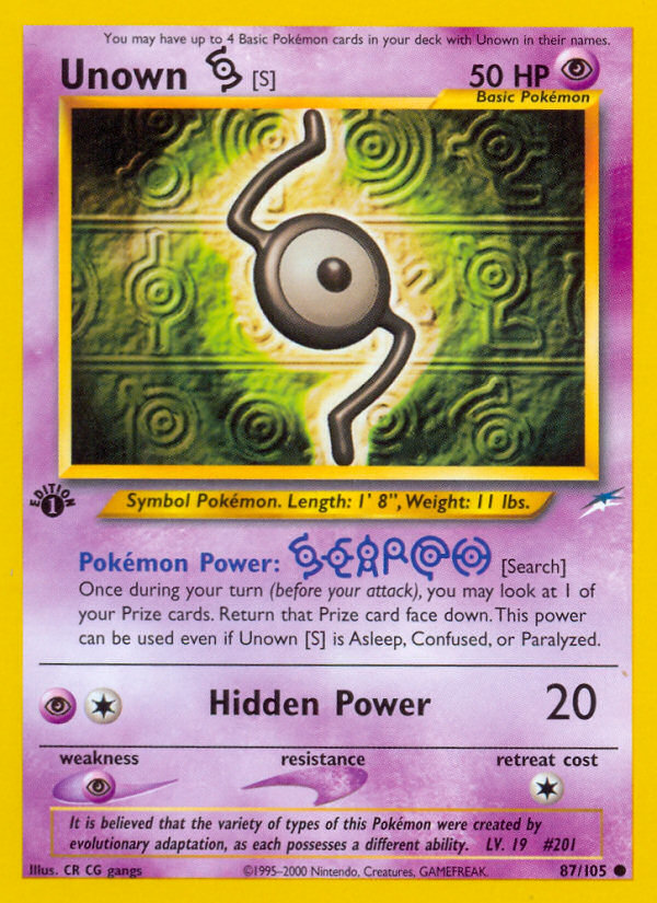 Unown [S] (87/105) [Neo Destiny 1st Edition] | Red Riot Games CA