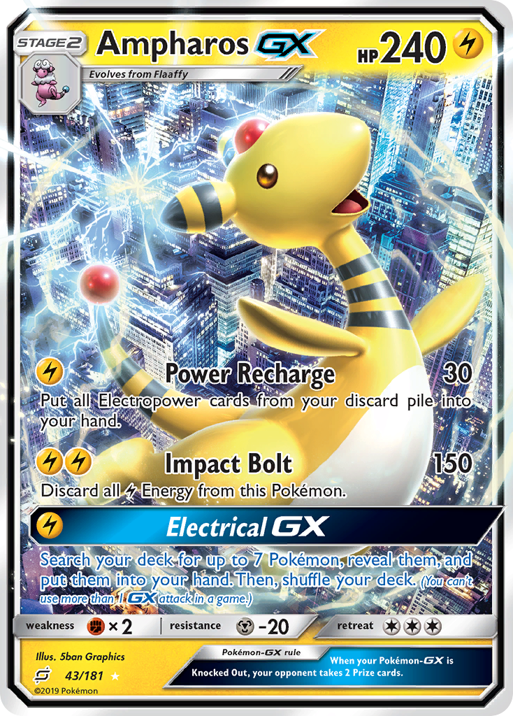 Ampharos GX (43/181) [Sun & Moon: Team Up] | Red Riot Games CA