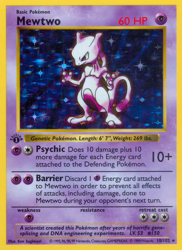 Mewtwo (10/102) (Shadowless) [Base Set 1st Edition] | Red Riot Games CA