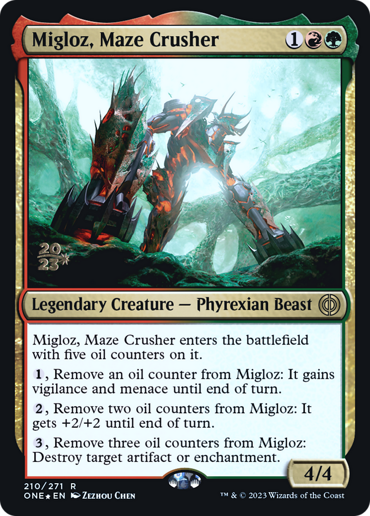 Migloz, Maze Crusher [Phyrexia: All Will Be One Prerelease Promos] | Red Riot Games CA