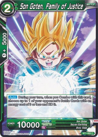 Son Goten, Family of Justice (BT1-063) [Galactic Battle] | Red Riot Games CA