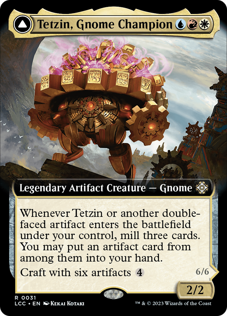 Tetzin, Gnome Champion // The Golden-Gear Colossus (Extended Art) [The Lost Caverns of Ixalan Commander] | Red Riot Games CA