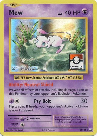 Mew (53/108) (League Promo 2nd Place) [XY: Evolutions] | Red Riot Games CA