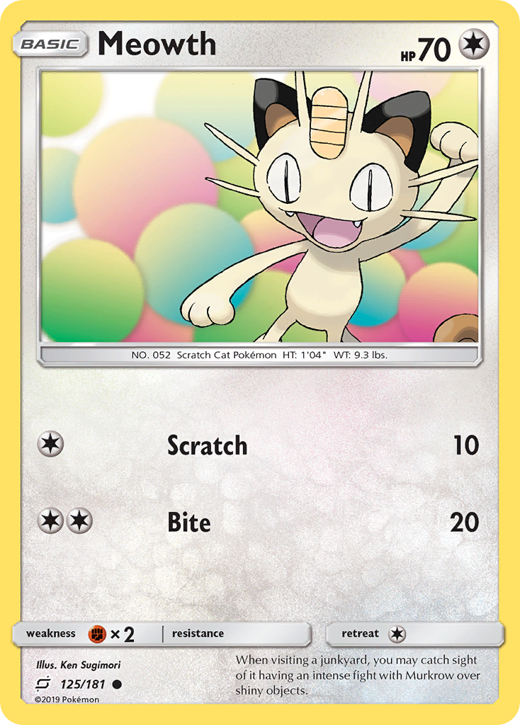 Meowth (125/181) [Sun & Moon: Team Up] | Red Riot Games CA