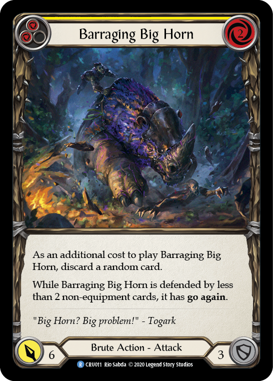 Barraging Big Horn (Yellow) [CRU011] (Crucible of War)  1st Edition Normal | Red Riot Games CA