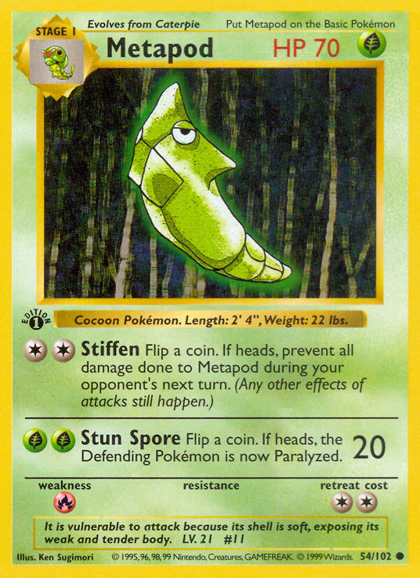 Metapod (54/102) (Shadowless) [Base Set 1st Edition] | Red Riot Games CA