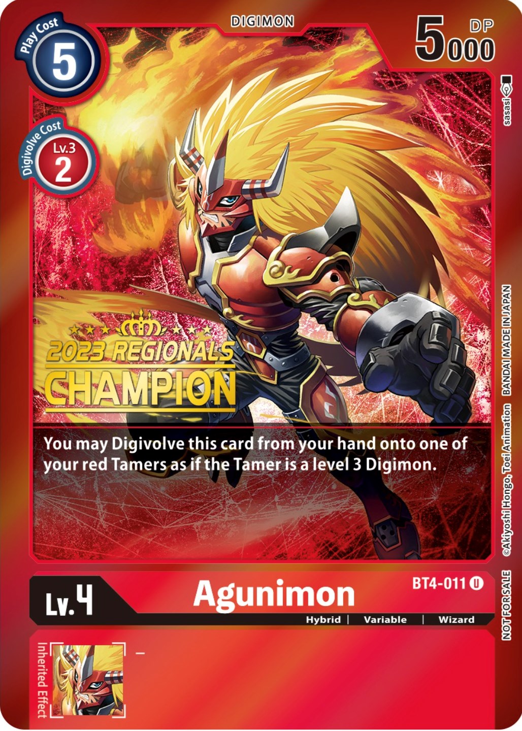 Agunimon [BT4-011] (2023 Regionals Champion) [Great Legend Promos] | Red Riot Games CA