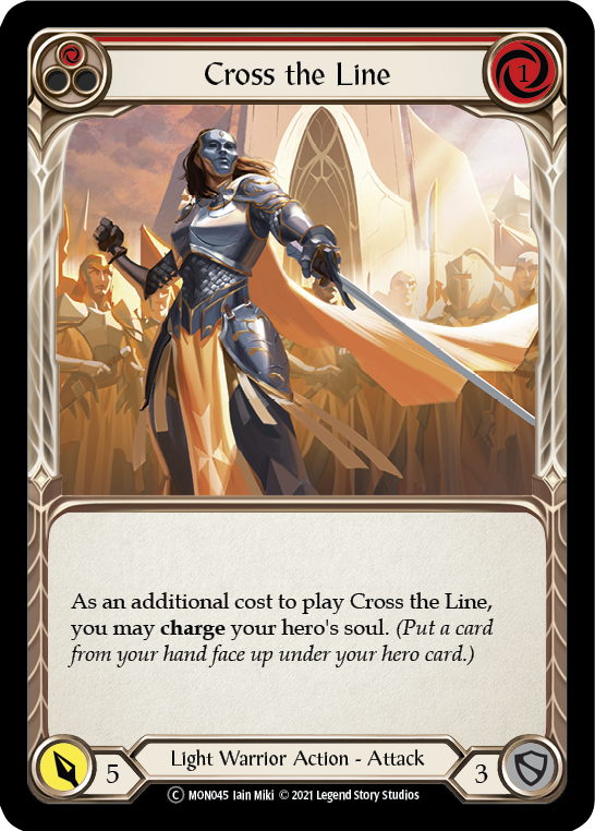 Cross the Line (Red) [U-MON045-RF] (Monarch Unlimited)  Unlimited Rainbow Foil | Red Riot Games CA