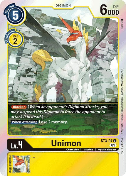 Unimon [ST3-07] (Official Tournament Pack Vol.4) [Starter Deck: Heaven's Yellow Promos] | Red Riot Games CA