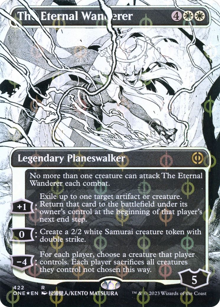 The Eternal Wanderer (Borderless Manga Step-and-Compleat Foil) [Phyrexia: All Will Be One] | Red Riot Games CA