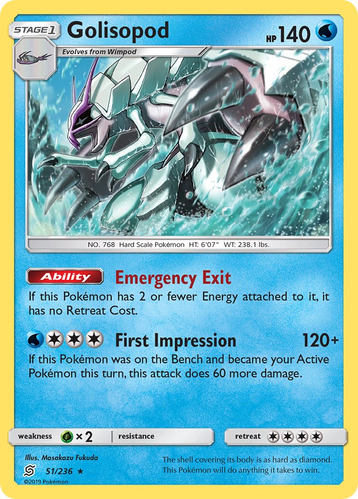 Golisopod (51/236) (Cosmos Holo) (Blister Exclusive) [Sun & Moon: Unified Minds] | Red Riot Games CA