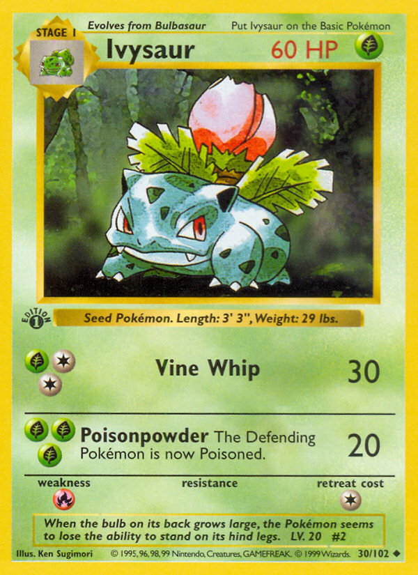 Ivysaur (30/102) (Shadowless) [Base Set 1st Edition] | Red Riot Games CA