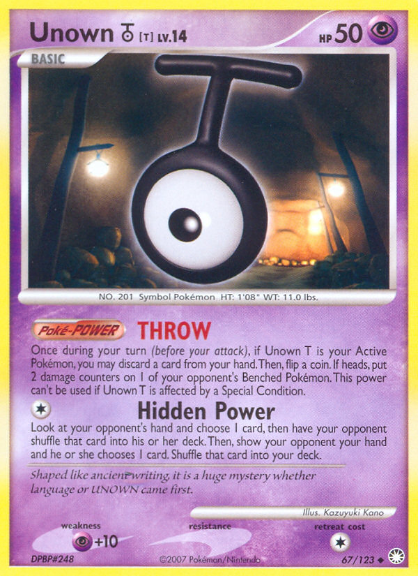 Unown T (67/123) [Diamond & Pearl: Mysterious Treasures] | Red Riot Games CA