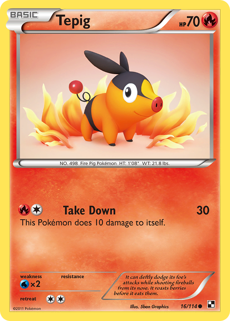 Tepig (16/114) [Black & White: Base Set] | Red Riot Games CA