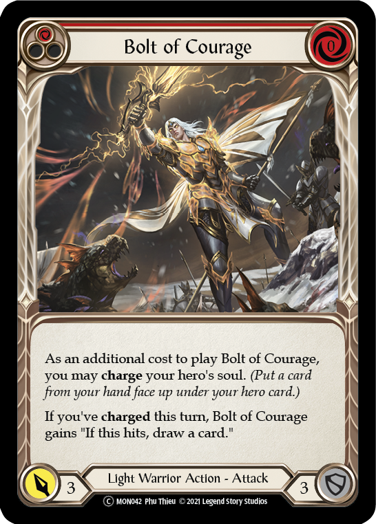 Bolt of Courage (Red) [U-MON042-RF] (Monarch Unlimited)  Unlimited Rainbow Foil | Red Riot Games CA