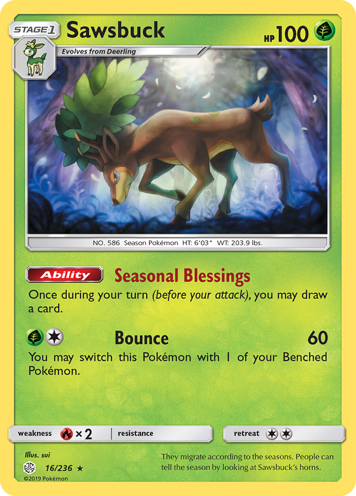 Sawsbuck (16/236) [Sun & Moon: Cosmic Eclipse] | Red Riot Games CA