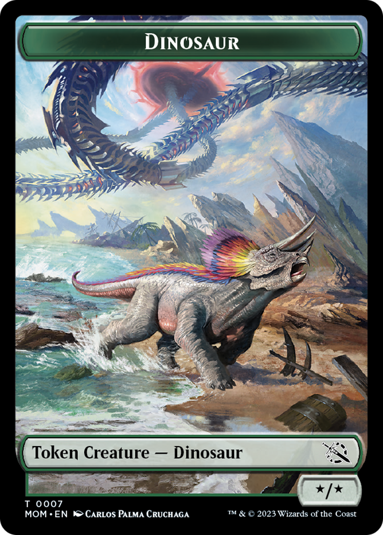 Warrior // Dinosaur Double-Sided Token [March of the Machine Tokens] | Red Riot Games CA