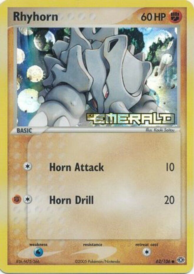 Rhyhorn (62/106) (Stamped) [EX: Emerald] | Red Riot Games CA