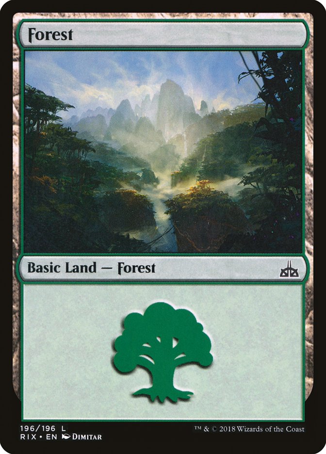 Forest (196) [Rivals of Ixalan] | Red Riot Games CA