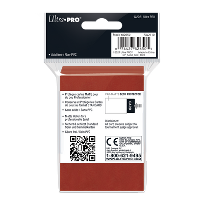 Ultra PRO: Standard 50ct Sleeves - PRO-Matte (Red)