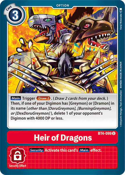 Heir of Dragons [BT4-099] [Great Legend] | Red Riot Games CA
