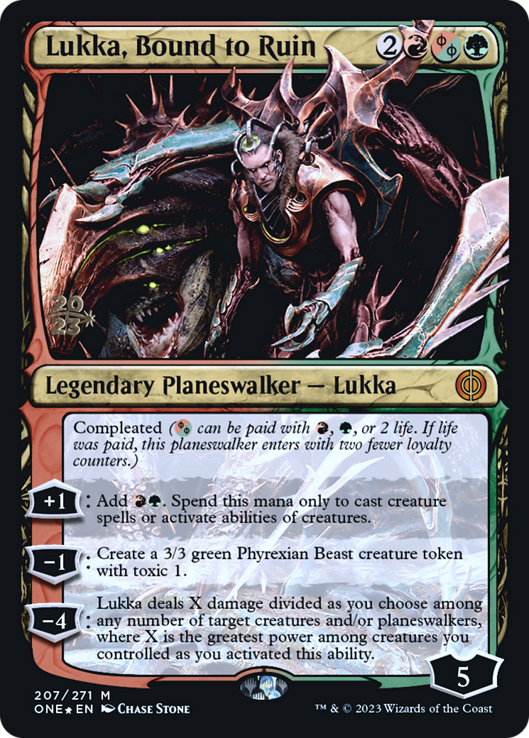 Lukka, Bound to Ruin [Phyrexia: All Will Be One Prerelease Promos] | Red Riot Games CA