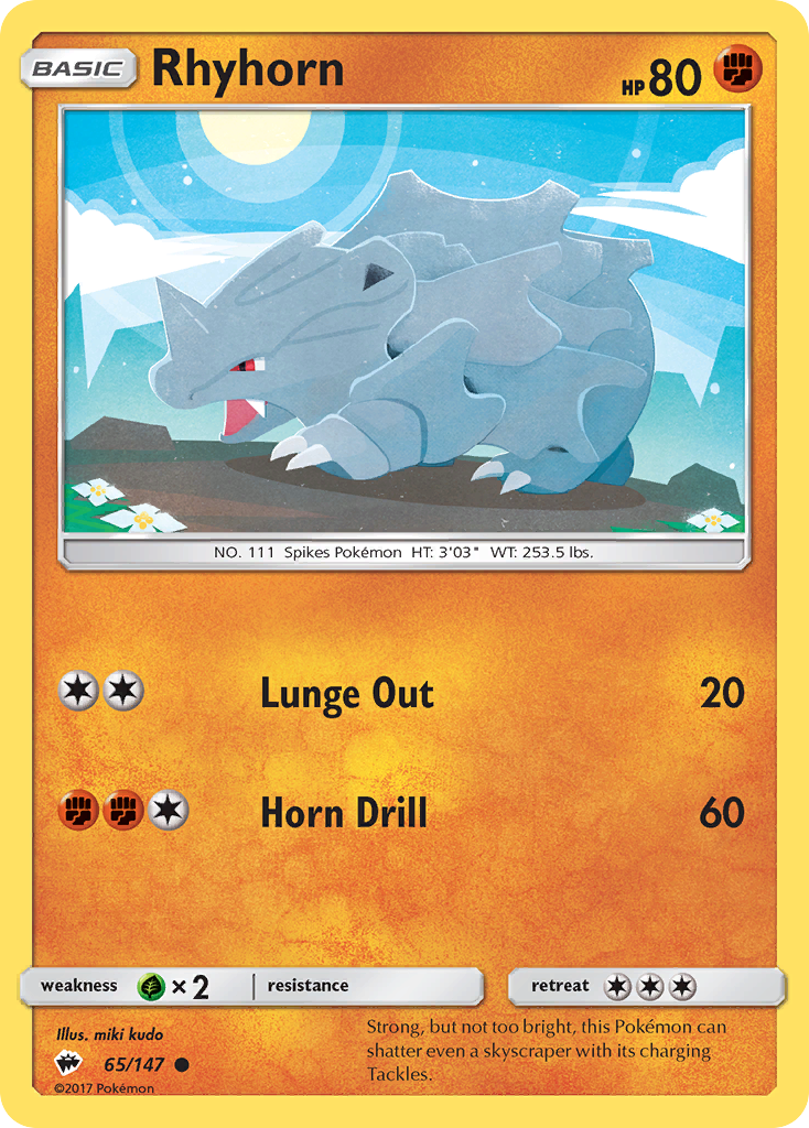 Rhyhorn (65/147) [Sun & Moon: Burning Shadows] | Red Riot Games CA