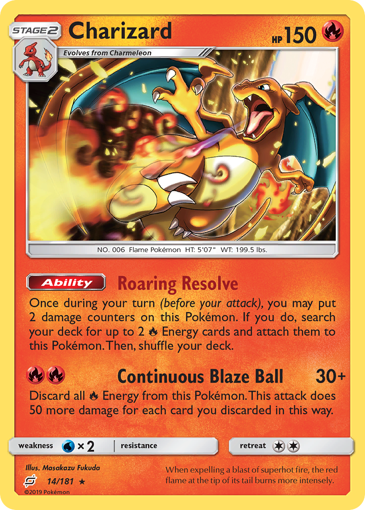 Charizard (14/181) (Cosmos Holo) [Sun & Moon: Team Up] | Red Riot Games CA